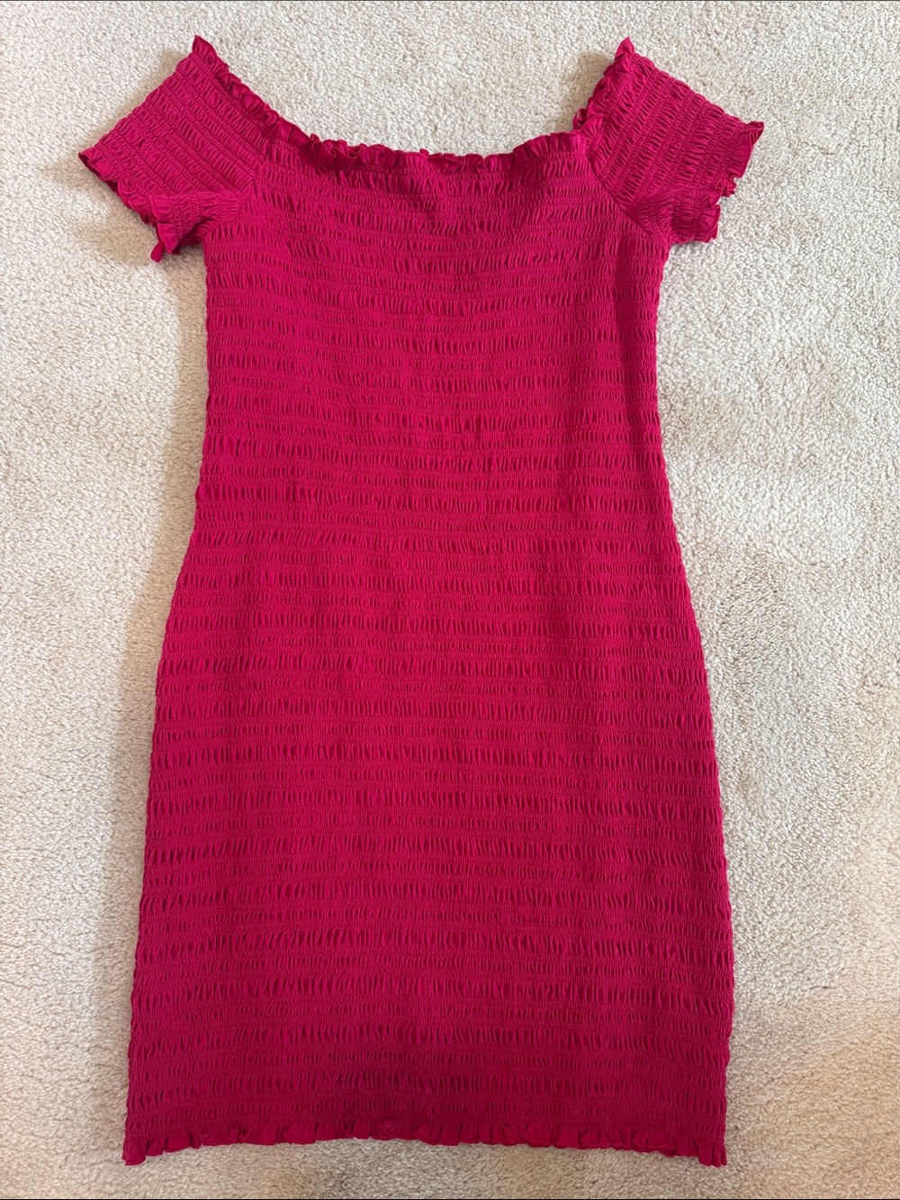 GAP Bright Fuchsia Smocked Off-Shoulder dress